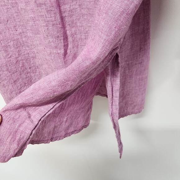 Chicos 4 Linen Tunic Top Size XXL Purple Long Sleeve Collared 1/2 Button Front - Picture 7 of 13